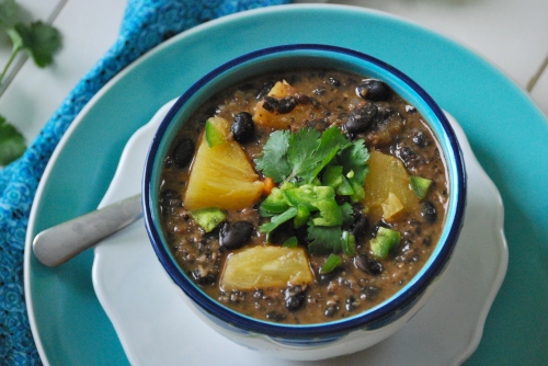 Black Bean Soup with Pineapple via Relishing It